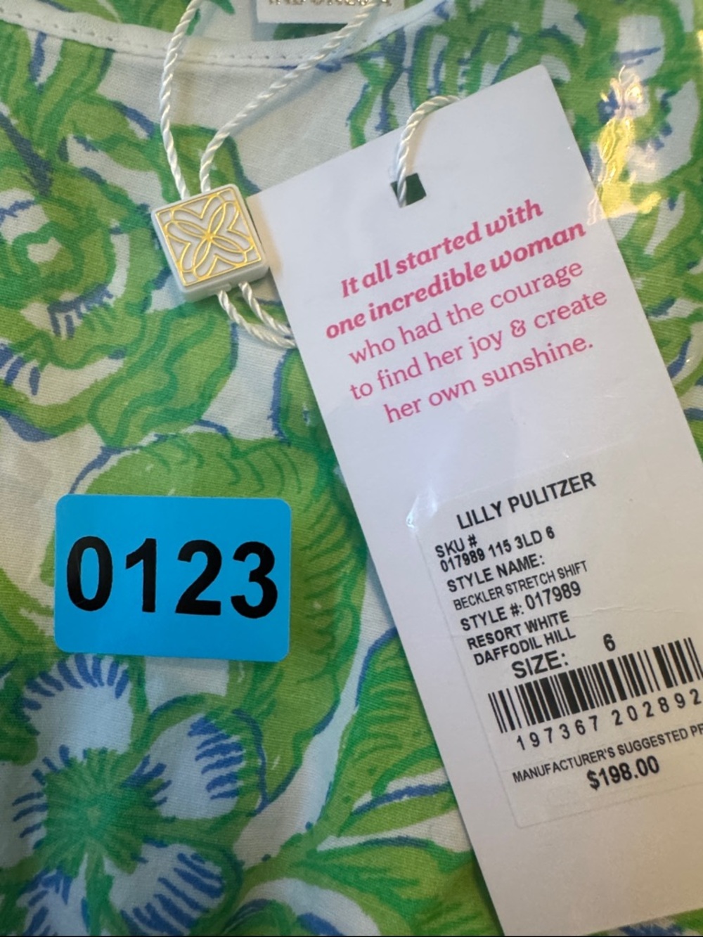 NWT Lilly Pulitzer Sz 6 Beckler Stretch Shift Dress Resort White Daffodil Hill - Picture 10 of 10